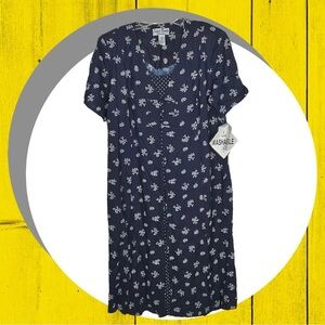 Jamie Brooke New w Tags Blackish Navy Floral Midi Dress w Dotted Insert Wm 22WP